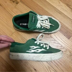 Straye Green Suede Sneakers with White Flame Detail